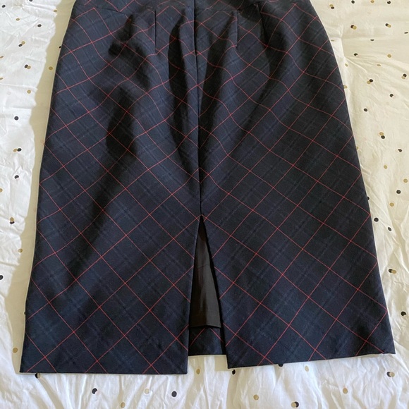 Express Navy Plaid with Red Stripe Detail. - Picture 6 of 6